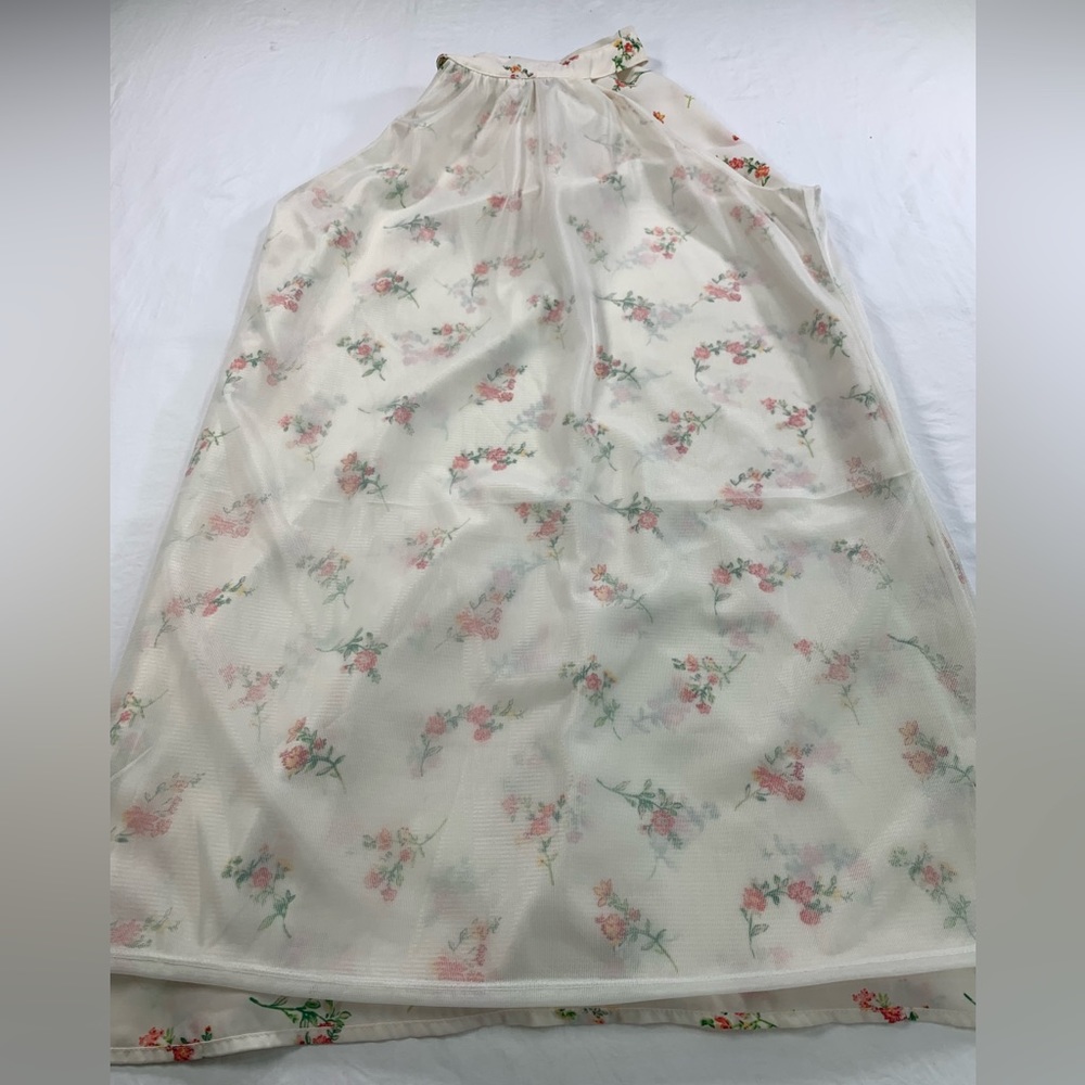 Floral Haulter‎ Top Dress All Over Pattern Cream Off White Women's Size M - Picture 8 of 13